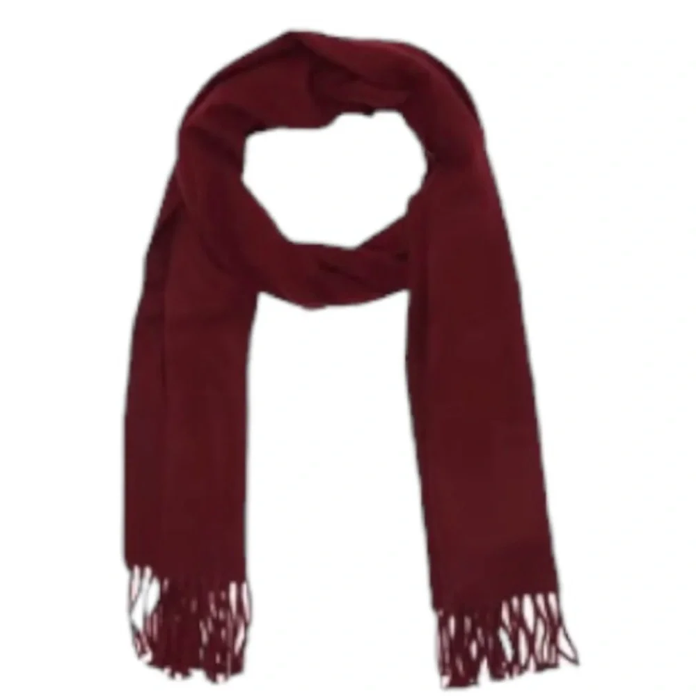Stewart of Scotland Men’s Bordeaux Maroon Scarf Acrylic & Fringe Trim
